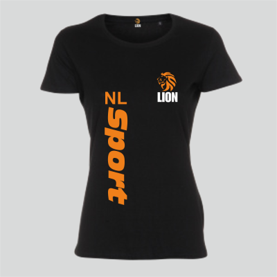 Lion T-shirt dames zwart NL Sport
