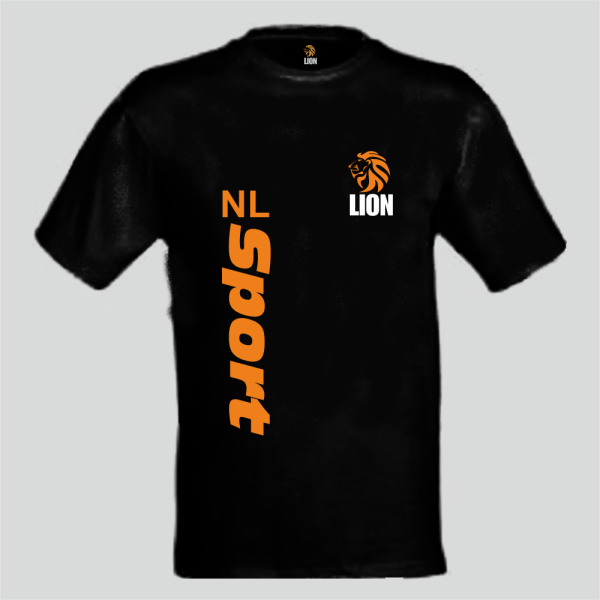 Lion T-shirt heren zwart NL Sport