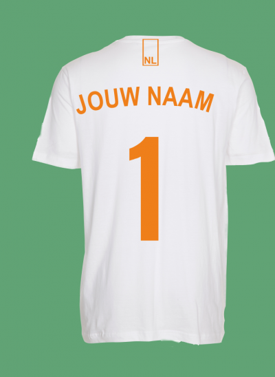 NieuwT-shirt voetbal Nederland unisex - heren - wit - achterkant