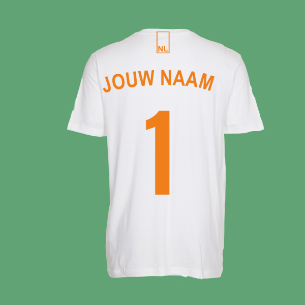 NieuwT-shirt voetbal Nederland unisex - heren - wit - achterkant