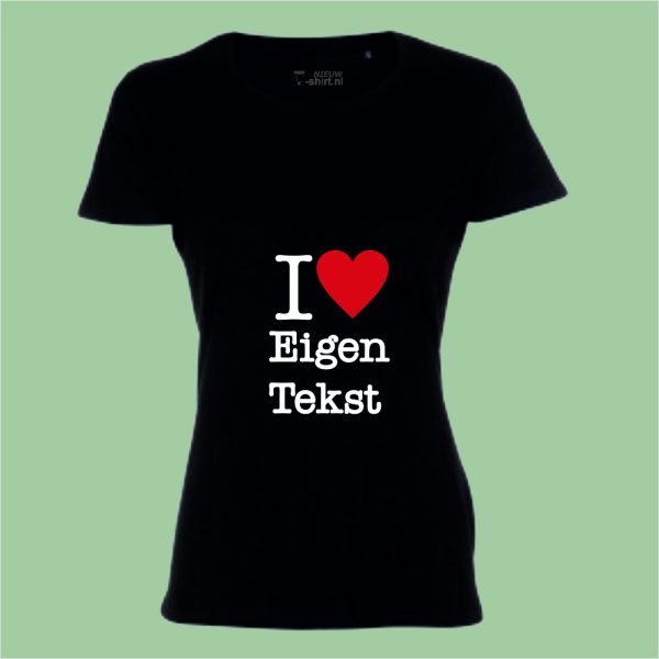 NieuwTshirt T-shirt I Love dames zwart