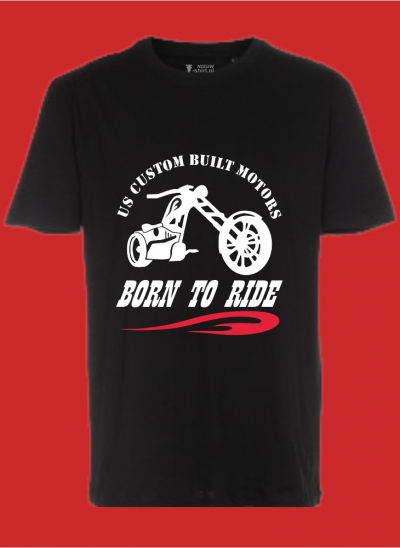 T-shirt americana born to ride custom build motors regular zwart