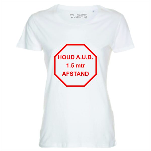 NieuwT-shirt t-shirt met Houd aub 1,5 meter afstand rood