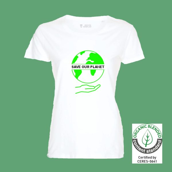 NieuwT-shirt save our planet - Dames wit