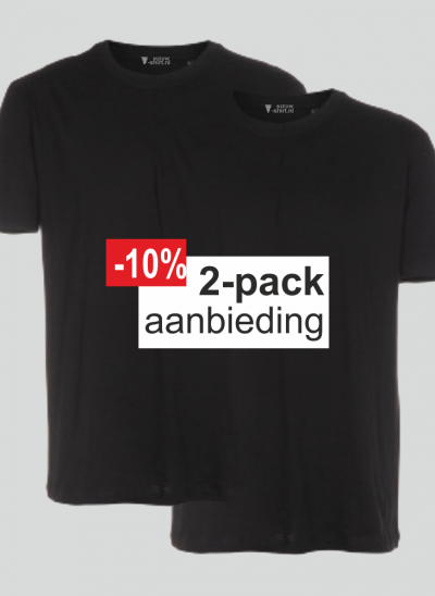 NieuwT-shirt T-shirt 2-pack aanbieding zwart regular unisex