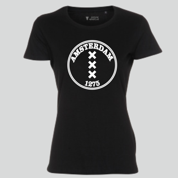 T-shirt Amsterdam 1275 rond zwart dames