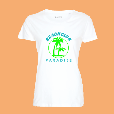 T-shirt beachclub paradise wit dames